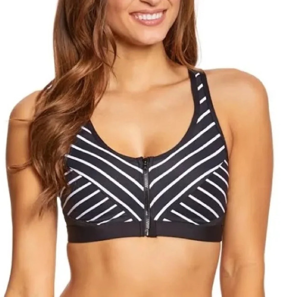 Coco Reef Pure Racerback Underwire Bikini Top - Serenity Stripe 36D - Picture 1 of 12